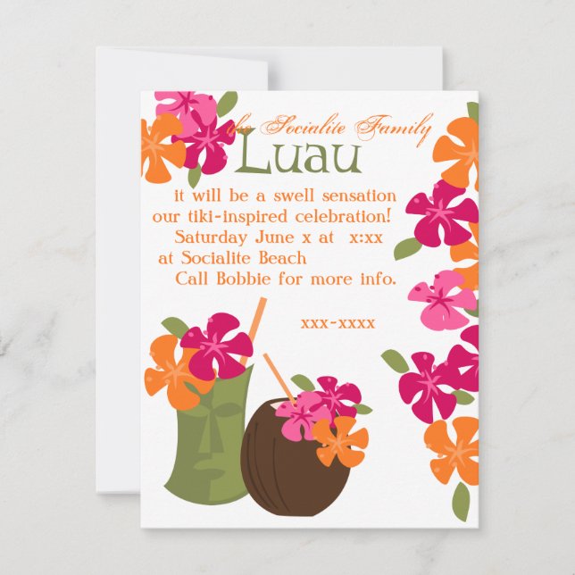 Tiki-Blommar Inbjudningar (Framsida)