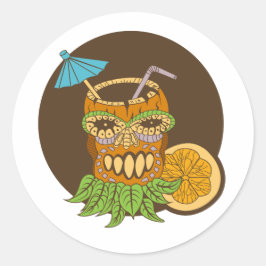 Tiki Cocktail, Rolig Runt Klistermärke