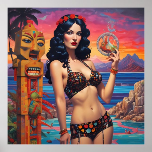 Tiki Dream Beach Daydröm - Ken Gage Art Poster (Framsidan)