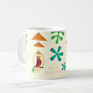 Tiki Fåglar Vintage Retro Konst Personlig Anpassad Kaffemugg