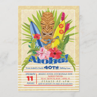 Tiki Födelsedagsfest inbjudan