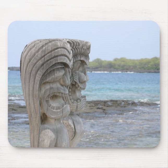 Tiki förmyndare i Kona, Hawaii - Mousepad Musmatta (Framsidan)
