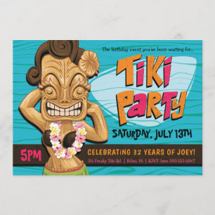 Tiki Girl Födelsedagsfest Luau Summer Firande Inbjudningar