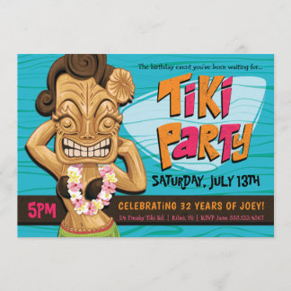 Tiki Girl Födelsedagsfest Luau Summer Firande Inbjudningar