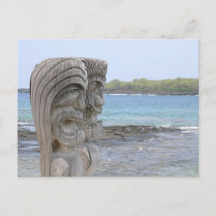 Tiki Guardians in Kona, Hawaii - vykort
