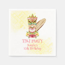 Tiki Gud och Blommigt Luau Födelsedagsfest Napkins