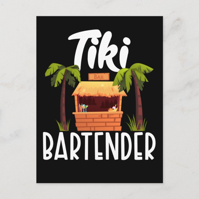 Tiki Hawaii Bartender Funny Tahitian Drink Mixer Vykort (Framsida)