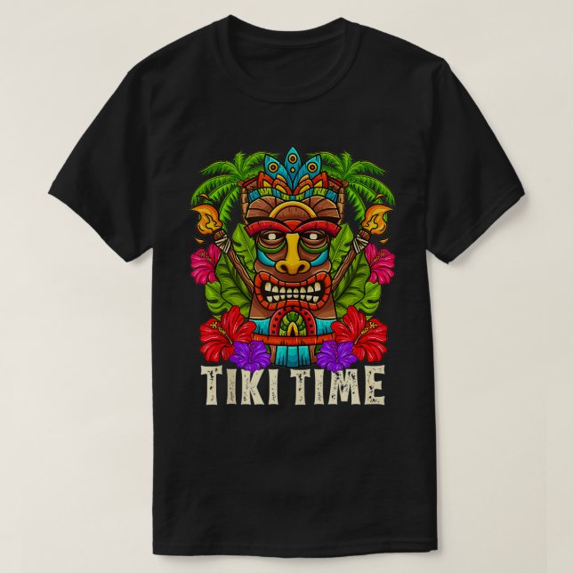 Tiki Hawaii Hawaiian Aloha Hula Surfa Island Party T Shirt (Design framsida)