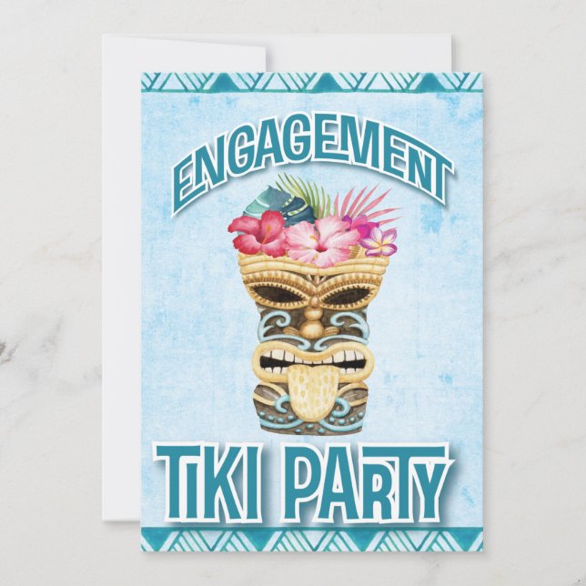 Tiki Hawaiian Luau Förlovning Inbjudningar (Framsida)