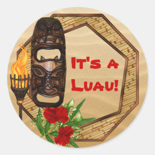 Tiki Hawaiian Luau-klistermärken Runt Klistermärke