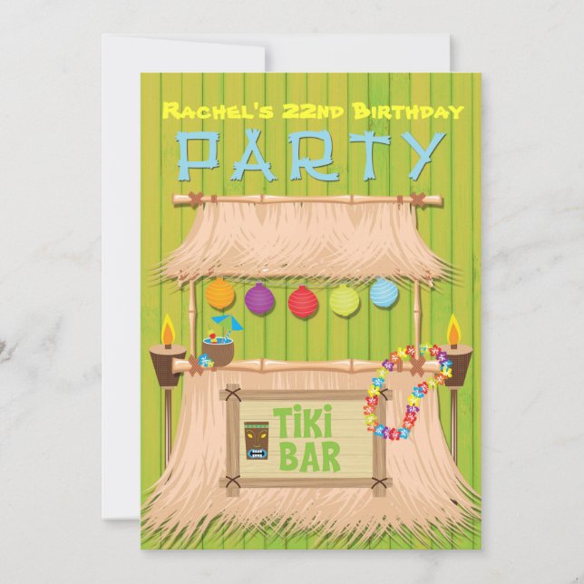 Tiki Hawaiian Tropical Summer Party bjudande in Inbjudningar (Framsida)
