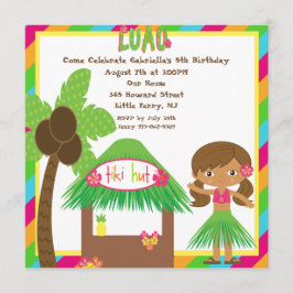 Tiki Hut Luau Square Birthday bjudande Inbjudningar