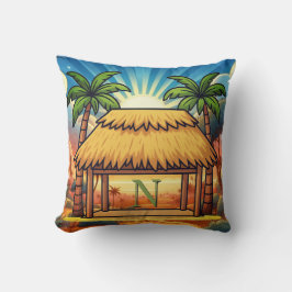 Tiki Hut Mongram Sunrise Personlig Kudde
