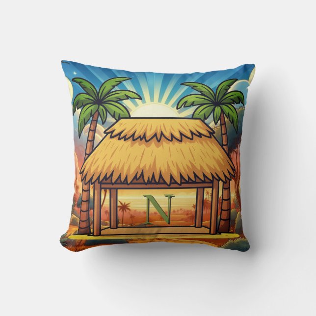 Tiki Hut Mongram Sunrise Personlig  Kudde (Framsida)