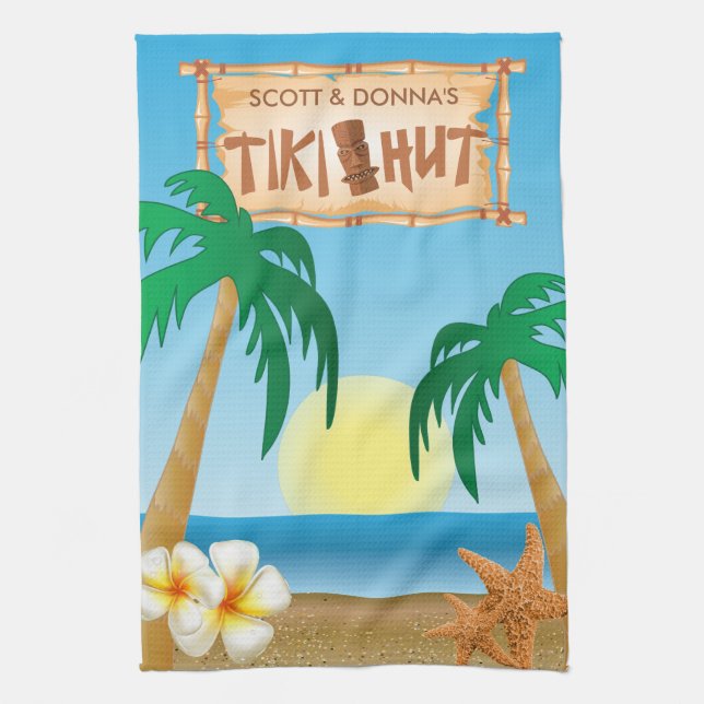 Tiki Hut Summer Design Kökshandduk (Vertikal)