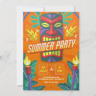 Tiki-inbjudan till sommarfest inbjudningar