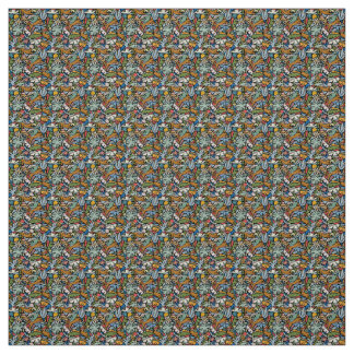 Tiki Jungle Mid Century Modern Illustration Tyg