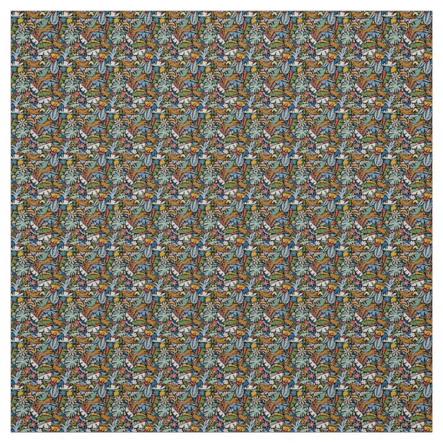 Tiki Jungle Mid Century Modern Illustration Tyg (Provkarta)