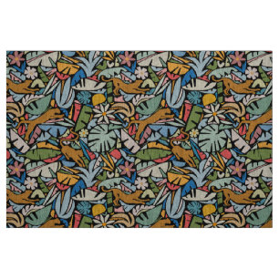 Tiki Jungle Mid Century Modern Illustration Tyg