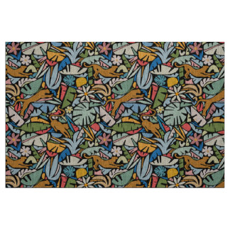 Tiki Jungle Mid Century Modern Illustration Tyg