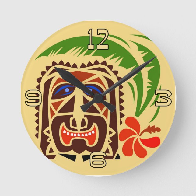 Tiki Klubb Clock Rund Klocka (Framsida)