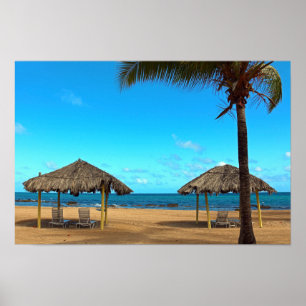 Tiki kojor på stranden poster