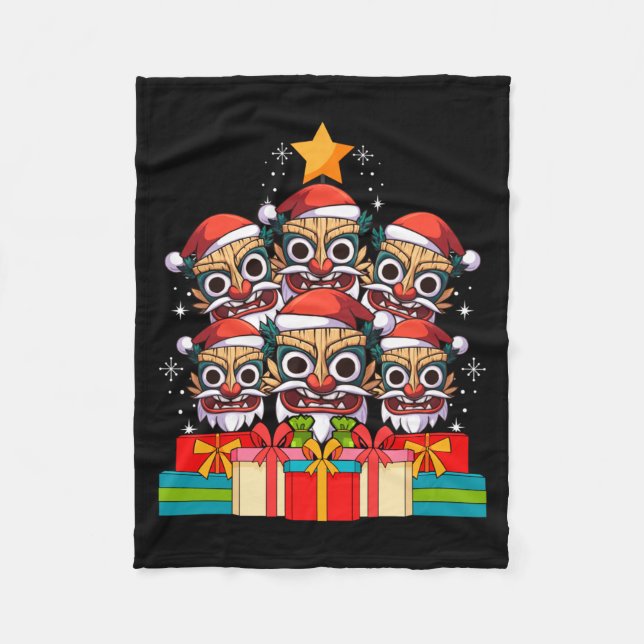 Tiki Le Luau Hawaiian Tiki Mask Christmas Tree Xma Fleecefilt (Framsidan)