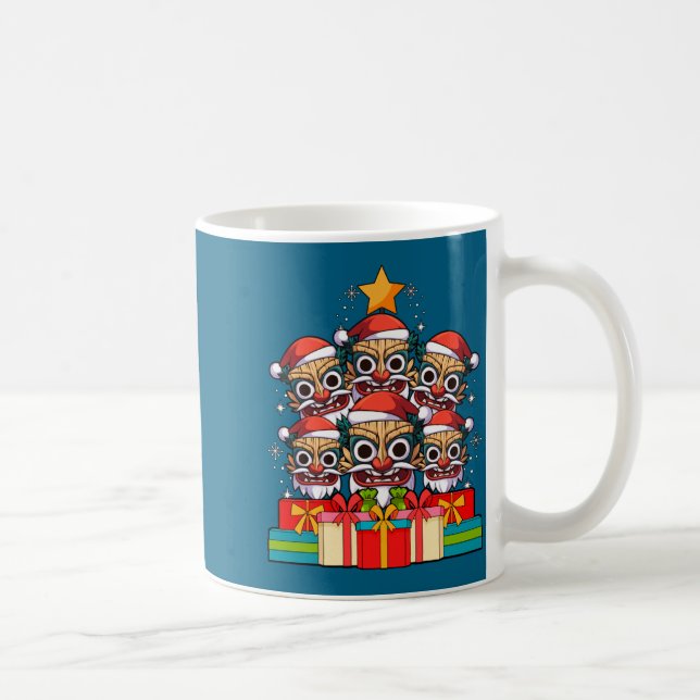 Tiki Le Luau Hawaiian Tiki Mask Christmas Tree Xma Kaffemugg (Höger)