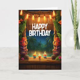 Tiki Luau Hawaiian Tropical Island Beach Birthday Kort