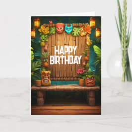 Tiki Luau Hawaiian Tropical Island Beach Birthday Kort