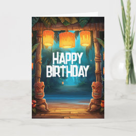 Tiki Luau Hawaiian Tropical Island Beach Birthday Kort