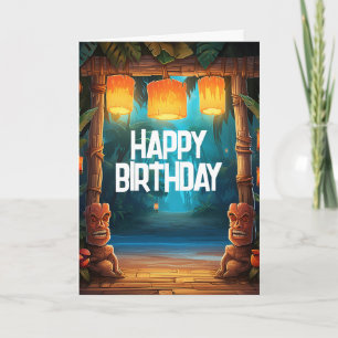 Tiki Luau Hawaiian Tropical Island Beach Birthday Kort