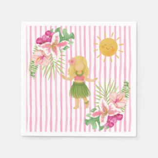 Tiki Luau Party, Hawaii Birthday, Hula Girl Pappersservett