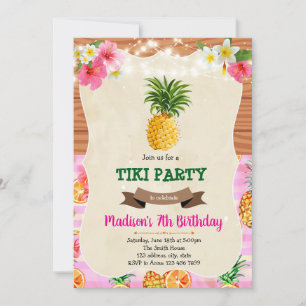 Tiki luau pineapple födelsedagsinbjudan inbjudningar