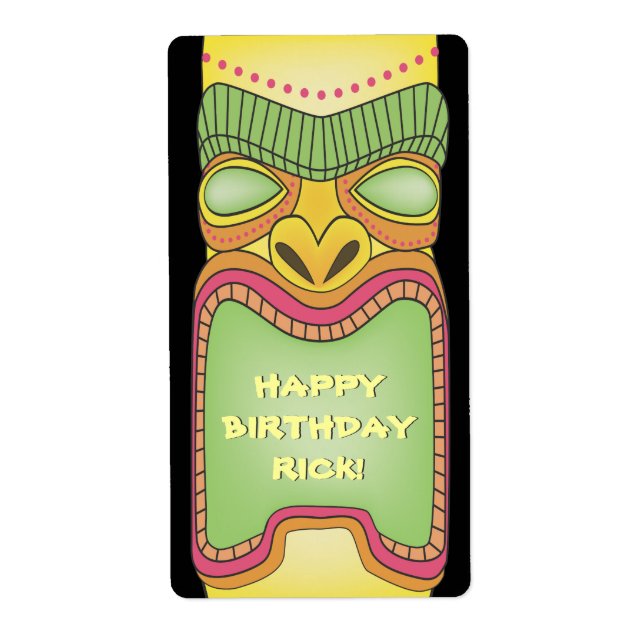 Tiki Luau Sommar Tropical Birthday Stickers Labels Fraktsedel (Framsidan)