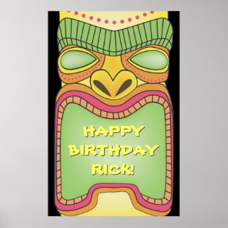 Tiki Luau Theme Birthday BBQ Banner Poster