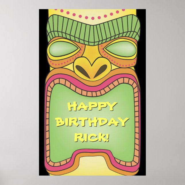 Tiki Luau Theme Birthday BBQ Banner Poster (Framsidan)