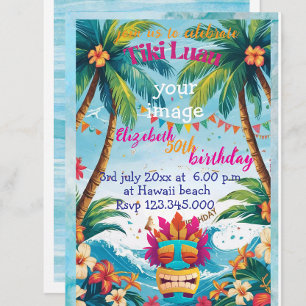 Tiki Luau Tropisk ö-strand Inbjudan