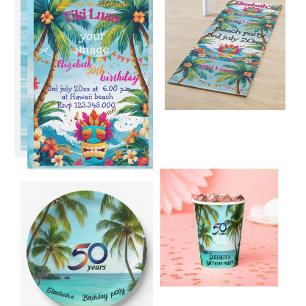 Tiki Luau Tropisk ö-strand Inbjudan