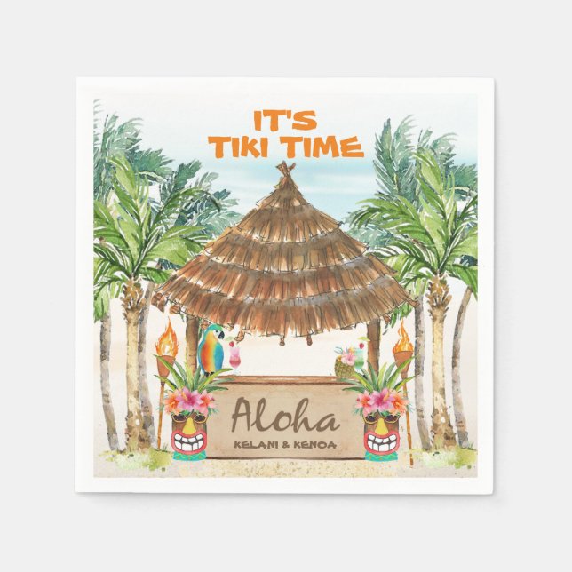 Tiki Luau | Tropisk strand Aloha Pappersservett (Framsidan)