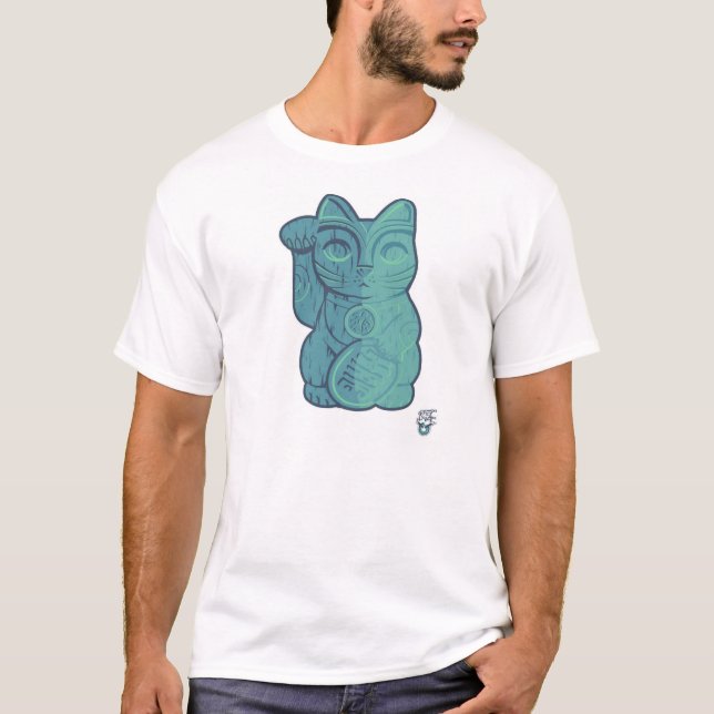 Tiki lycklig kattutslagsplats tee shirt (Framsida)