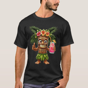 Tiki Man Drink Cocktail Hawaiian Summer Tropical L T Shirt