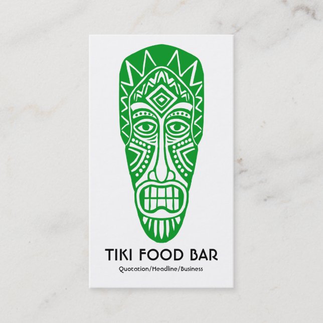 Tiki Mask - Grass Grönt på White Visitkort (Framsida)