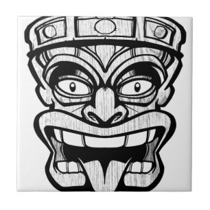 tiki mask hawaiian art kakelplatta