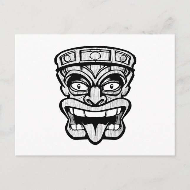 tiki mask hawaiian art vykort (Framsida)