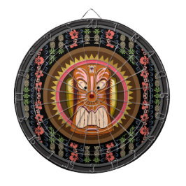 Tiki Mask Hibiscus Mönster Dartboard med mörka pun Darttavla