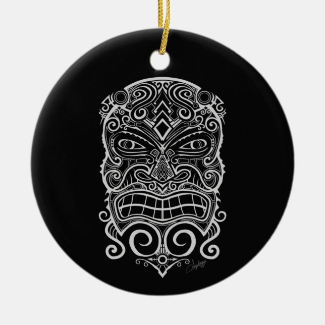 Tiki Mask Julgransprydnad Keramik (Framsidan)