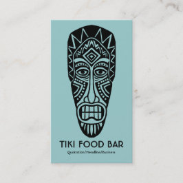 Tiki Mask - Lt Blue Grönt på White Visitkort