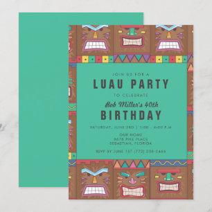 Tiki Mask Luau 40:e födelsedagsinbjudan Inbjudningar