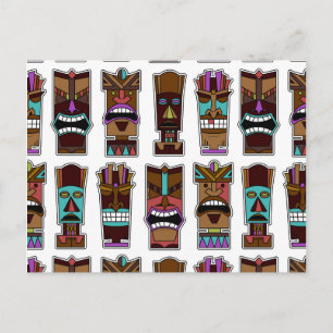 Tiki Mask Mönster Vykort